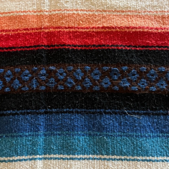 Vintage Wool Mexican Saltillo Serape 54”x85” - Picture 3 of 3